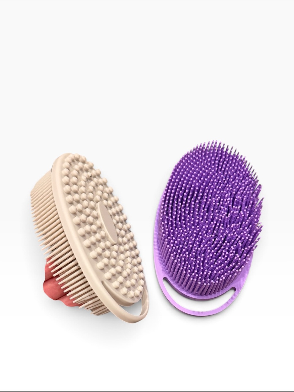 New- duo pack- Silicone Dual-Texture Bath Brush Set - Purple & Beige